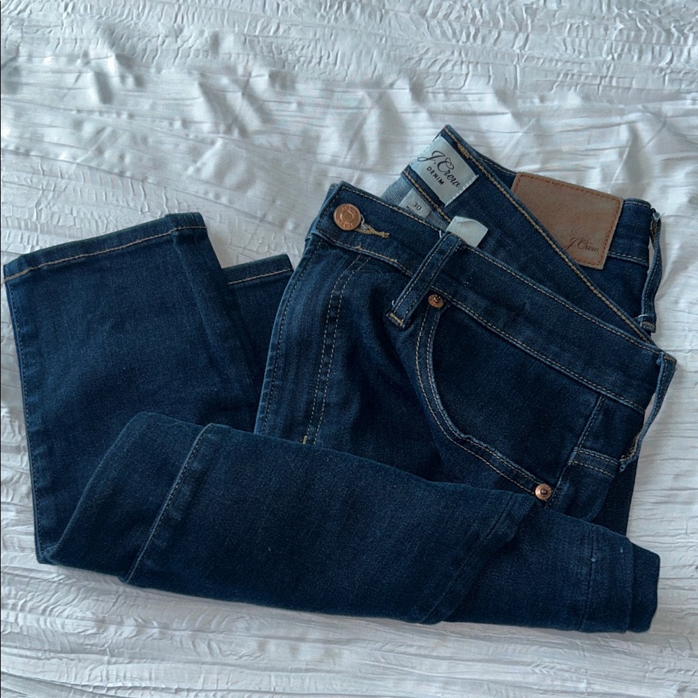 Jcrew size 10 30 Dark wash 10" high rise toothpick stretch Blue Jeans - Picture 3 of 12